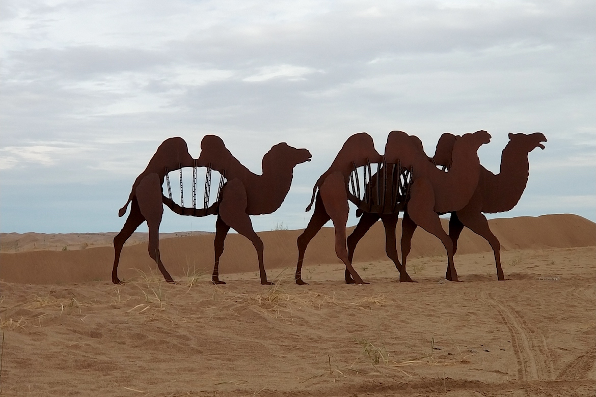 大漠骆驼运输队-不锈钢雕塑